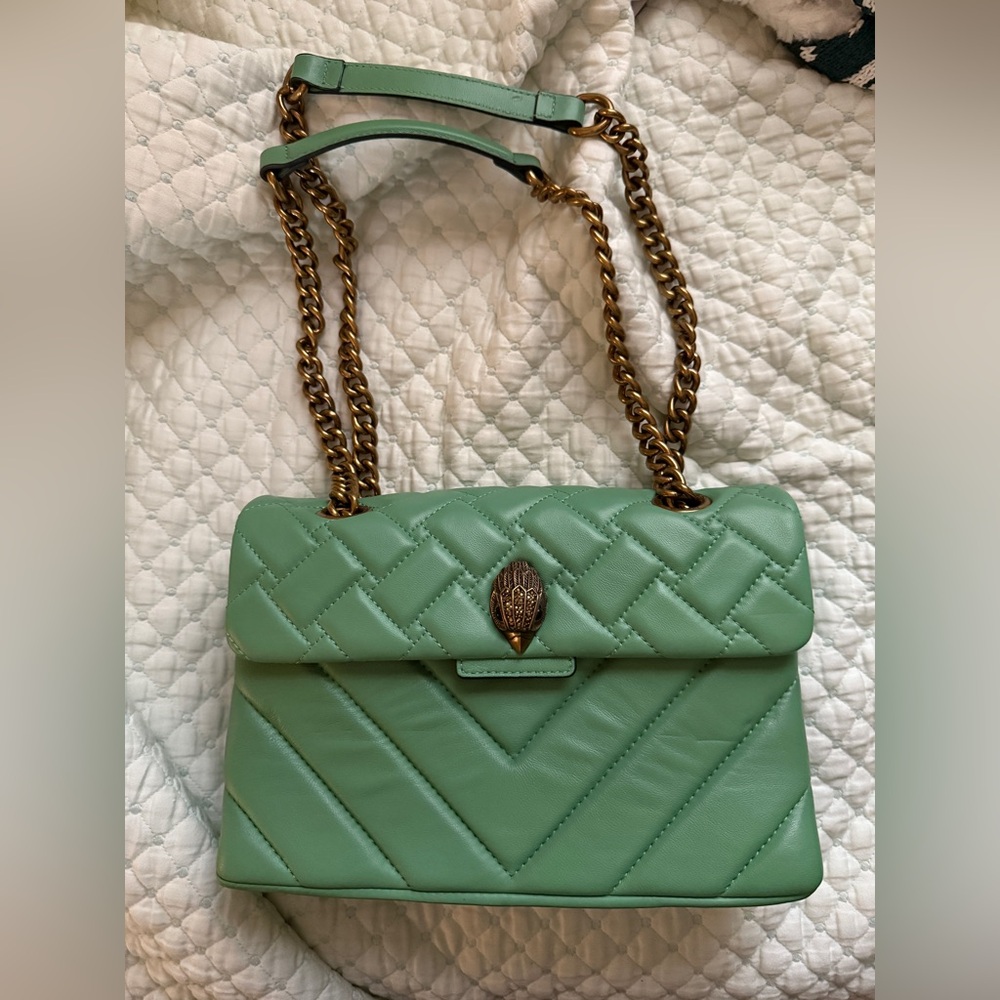 Kurt Geiger Green Quilted Bag with Gold Chain